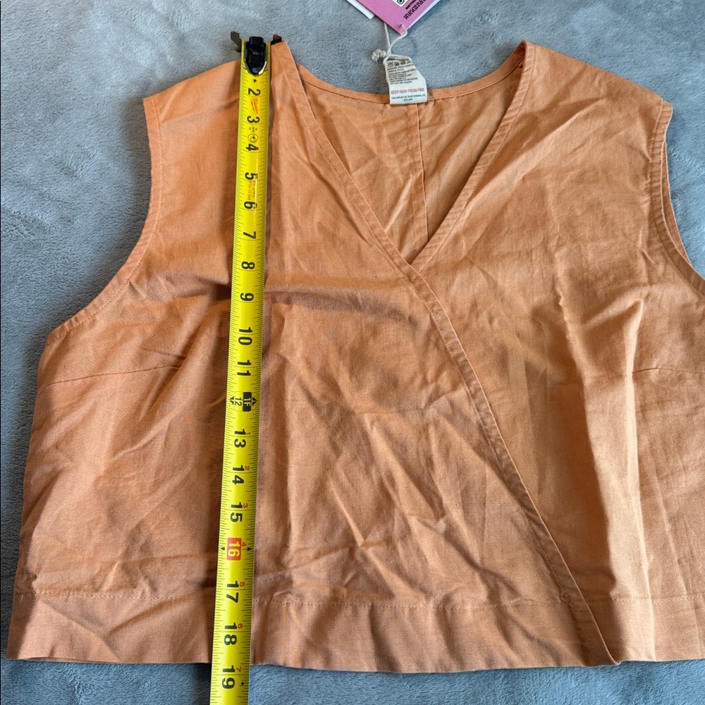 NWT Lucy & Yak Archie V-Neck Top Orange Size UK16 US12 - Picture 10 of 11